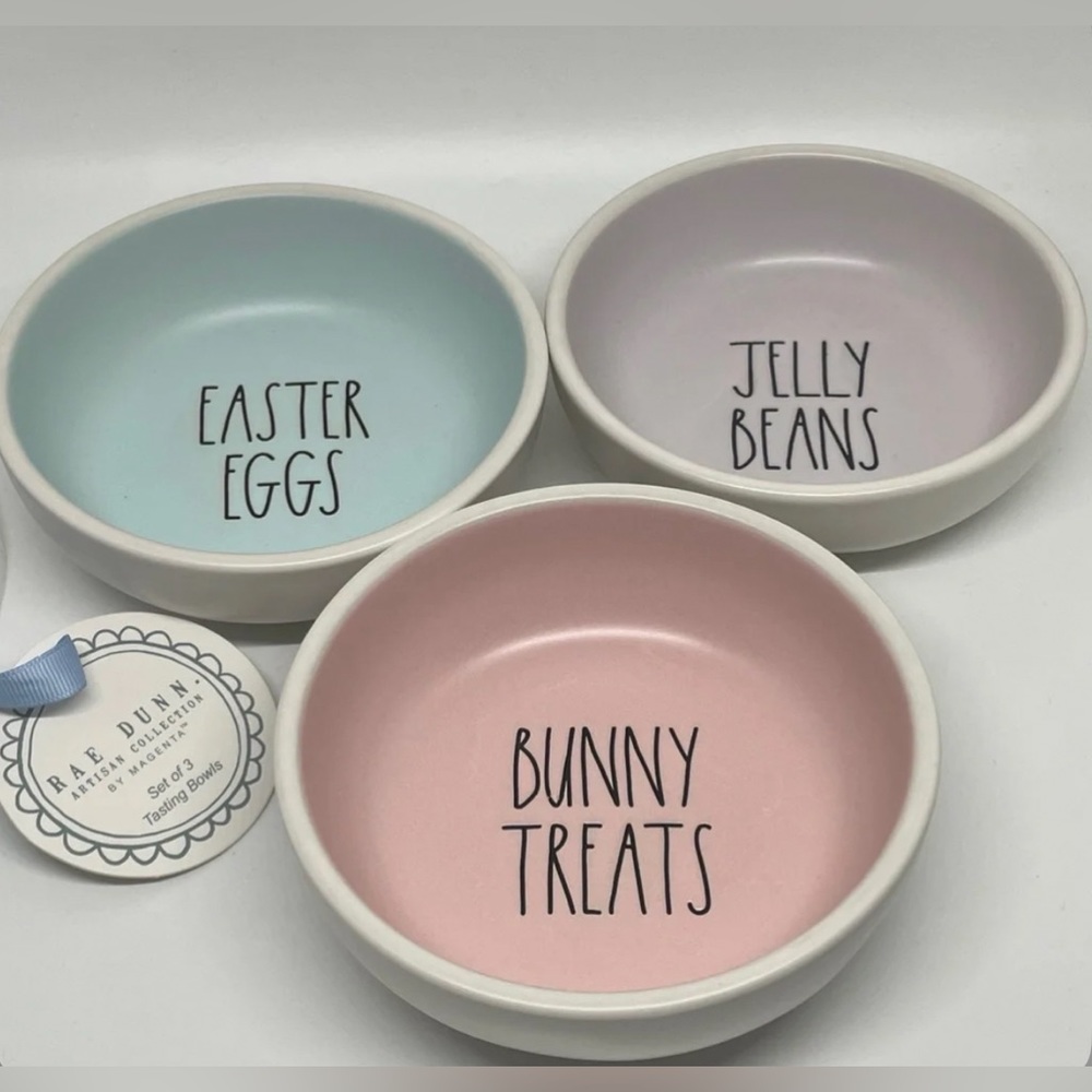 NEW Rae Dunn Easter Tasting Bowls Pastel Jelly Beans, Bunny Treats & Easter Eggs